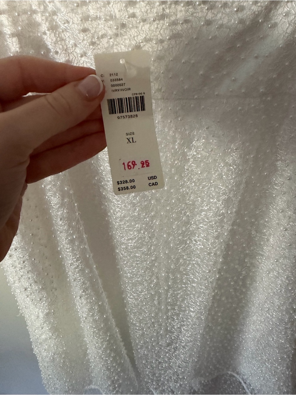 BHLDN White Beaded Sheer-Overlay Wedding Dress - Picture 4 of 4